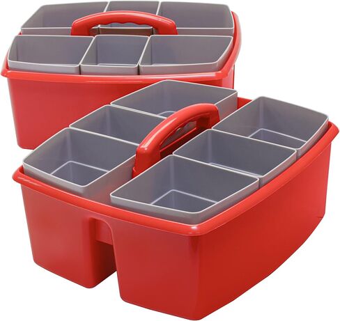 Storex Large Classroom Caddy with Cups, 13 x 11 x 6.575 Inches, Red, Case of 2 (00981U02C) in Kuwait