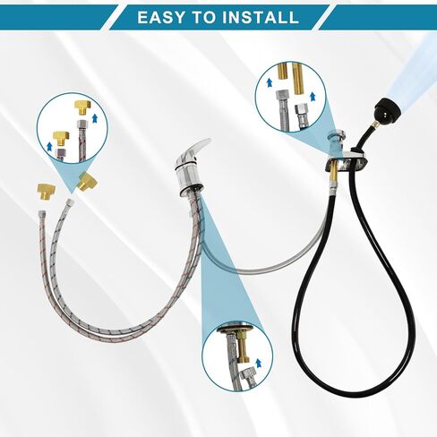 صنبور وعاء الشامبو، طقم صنبور حوض الشامبو مع خرطوم وعاء شامبو الصالون وصنبور خارجي لكسر الفراغ لصنبور صالون الشعر، مجموعة بديلة لبخاخ المغسلة in Kuwait