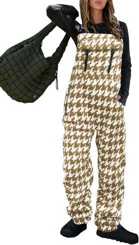 Yousify المرأة الصوف الدافئة وزرة الشتاء غامض قابل للتعديل حزام أفرول فضفاض حللا غير رسمية مع جيوب in Kuwait