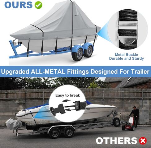 22' - 24' V Bow 900D Wake Tower Boat Cover, Cover The Ski/Wakeboard Tower and Boat, Metal Fittings Waterproof Breathing Tear and UV-Resistant,Fits 22ft - 24ft V-Hull Boats with Ski/Wakeboard Tower in Saudi Arabia