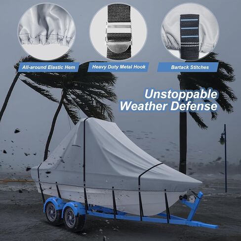 22' - 24' V Bow 900D Wake Tower Boat Cover, Cover The Ski/Wakeboard Tower and Boat, Metal Fittings Waterproof Breathing Tear and UV-Resistant,Fits 22ft - 24ft V-Hull Boats with Ski/Wakeboard Tower in Saudi Arabia