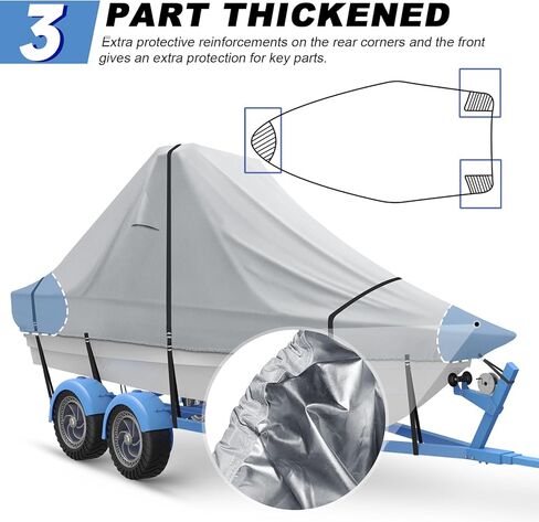 22' - 24' V Bow 900D Wake Tower Boat Cover, Cover The Ski/Wakeboard Tower and Boat, Metal Fittings Waterproof Breathing Tear and UV-Resistant,Fits 22ft - 24ft V-Hull Boats with Ski/Wakeboard Tower in Saudi Arabia