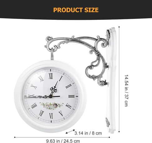 VICASKY Double Face Clock Retro Home Decor Out Door Decor Outdoor Decoration Wall Clock Double Sided Rotation Clock Double Sided Clock Wall Mounted Wall Double Sided Clock Home Clock Large in Kuwait