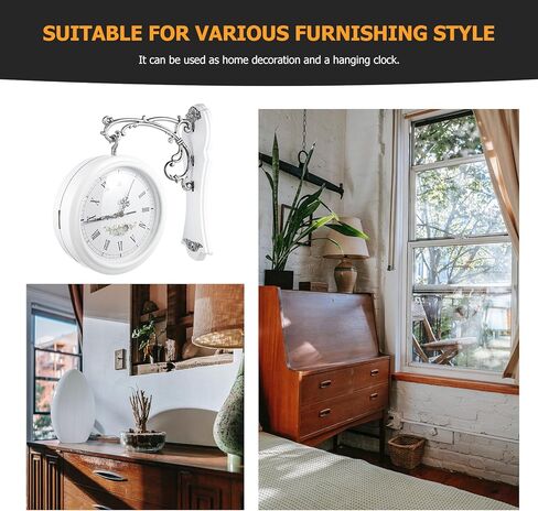 VICASKY Double Face Clock Retro Home Decor Out Door Decor Outdoor Decoration Wall Clock Double Sided Rotation Clock Double Sided Clock Wall Mounted Wall Double Sided Clock Home Clock Large in Kuwait