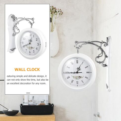 VICASKY Double Face Clock Retro Home Decor Out Door Decor Outdoor Decoration Wall Clock Double Sided Rotation Clock Double Sided Clock Wall Mounted Wall Double Sided Clock Home Clock Large in Kuwait