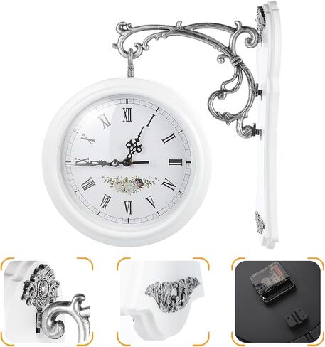 VICASKY Double Face Clock Retro Home Decor Out Door Decor Outdoor Decoration Wall Clock Double Sided Rotation Clock Double Sided Clock Wall Mounted Wall Double Sided Clock Home Clock Large in Kuwait