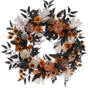 Boston International Halloween Wreath for Front Door and Wall Spooky Decorations, 22-Inches, Halloween Haven