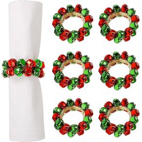 Christmas Napkin Rings Set of 6, Pinecone Napkin Rings, Handmade Cloth Napkin Holder with Cloth Buckles for Christmas/Thanksgiving/Wedding Party Dinner Table Decoration