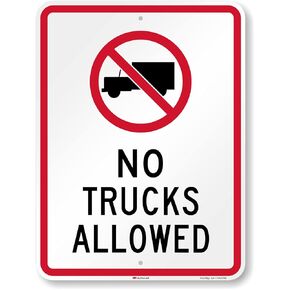 SmartSign 24 x 18 inch “No Trucks Allowed" Metal Sign, 80 mil Aluminum, 3M Laminated Engineer Grade Reflective Material, Red, Black and White