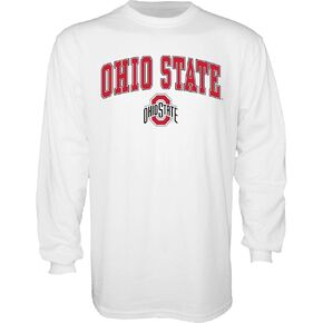 Blue 84 Men's Ohio State Buckeyes Long Sleeve T Shirt White Arching Over, Ohio State Buckeyes White, Medium