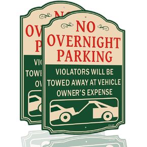 No Overnight Parking Sign Violators Will Be Towed Away at Vehicle Owner’s Expense Sign 14 x 10 Inches No Parking Sign Will Be Towed, Rust Free Aluminum Weatherproof, Easy to Install, 2 Pack