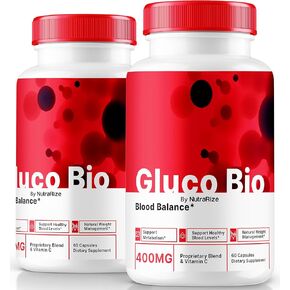 (2 Pack) GlucoBio Capsules, Official Gluco Bio Support Supplement, All Natural Formula to Support Overall Health and Wellness, Premium Vitamin Pills, GlucoBio Reviews (120 Capsules)