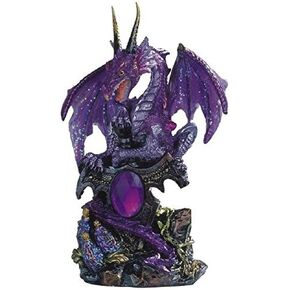 Le Elegant Purple Dragon Standing with Sword On Rock Collectible Figurine Statue