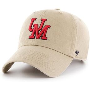 '47 Mississippi Rebels Mens Womens Clean Up Adjustable Strapback Khaki Hat with Team Color Logo