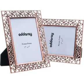 5x7 Metal Picture Frame, Display Photo Frame with High Definition Real Glass, Profile Display for Tabletop and Wall Mounting Home Decor Gifts, Vertical Or Horizontal, Ancient Gold, 2-Pack