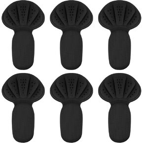 Back of Heel Cushion Pads, 6 Pcs Mesh Adhesive Heel Grips Inserts for Boots, Loose Shoes Too Big, Reusable Heel Guards Liners for Women Men, Anti Blister Heel Protectors, Improve Shoe Fit(Black)