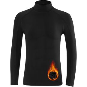 Blueleaf Youth Boys' Thermal Compression Shirt Mock Neck Long Sleeve Fleece Lined Baselayer Football Baseball Undershirt