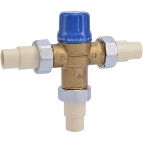 Cash Acme 1/2 Inch HG110 Thermostatic Mixing Valve with CPVC Connections and Integral Checks, Brass Plumbing Fitting, 24508