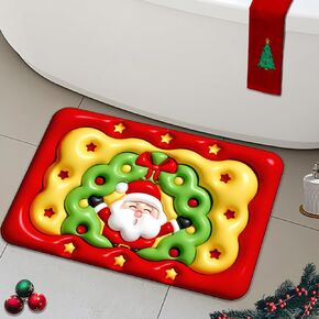 Christmas Rug Bath Mat,3D Optical Illusion Non Slip Quick Dry Super Absorbent Thin Rugs Fit Under Door Washable Floor Mats for in Front of Bathtub,Shower Room,Sink(16"x24") (Merry Christmas)