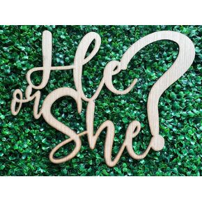 He or She Backdrop Wooden Sign, Gender Reveal Decor for Baby Shower Wood Sign,He or She What Will Baby Be(12inch*12inch)