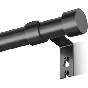 Curtain Rods for Windows 16 to 88 Inches, 1 Inch Adjustable Heavy Duty Curtain Rod, Modern Decorative Curtain Rods with Cylindrical End Cap for Outdoor and Indoor, Bedroom, Kitchen (Black)