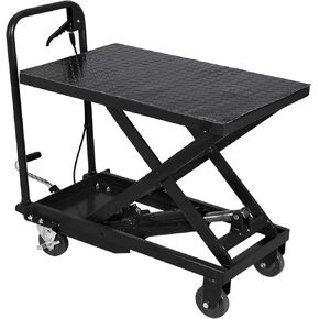 Hydraulic Scissor 500LBS Capacity, Manual Scissor Lift Table w/ 4 Wheels and Foot Pump, Elevating Hydraulic Cart for Material Handling (Black) in Kuwait