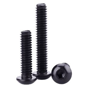 3/8-16 x 2 Button Head Socket Cap Bolts Screws, 304 Stainless Steel 18-8, Allen Hex Drive, Black Oxide Coated Finish, Fully Machine Thread, Pack of 10