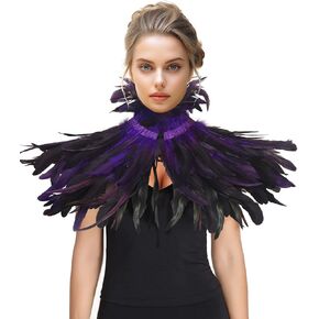 HOMELEX Feather Cape Shawl Costume Black Witch Wings Collar Adult Crow Neck