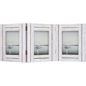 Barnyard Designs Picture Frame, Rustic 5x7, Distressed Wood, White, 22.5x9.5in, Tabletop, Set of 3