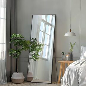 Full Length Mirror, 76"x34" Oversized Floor Mirror Free Standing, Large Full Body Mirror for Bedroom Living Room Gym, Black Mirror Full Length with Tempered Glass, Wall Mirror Full Length