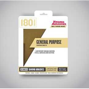 9" x 11" General Purpose Sanding Sheets; 20 Pack, 80 grit, Premium Aluminum Oxide, for Multiple Surfaces and Coatings
