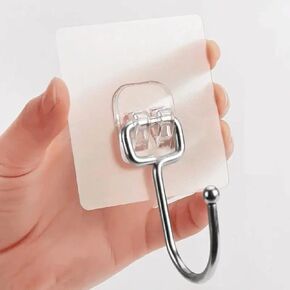 Clear Adhesive Wall Hooks, All Purpose Sticky Extra Large Transparent Heavy Duty Waterproof Rustproof Hanging Wall Hooks -10 Pack, 22lb Max
