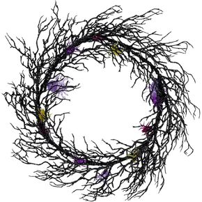 RECUTMS Black Halloween Wreaths Halloween Black Scary Branch Wreath Halloween Party Home Front Door Indoor Outdoor Decor