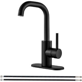 Midanya Wet Bar Faucet,Single Hole Handle Swivel Spout Bathroom Sink Faucet Utility Bar Mixer for 1 Hole Outdoor Kitchen Faucet Laundry Camper Farmhouse RV Vanity Faucet with Deck Plate,Polish Chrome