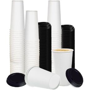 Smygoods 24oz Paper Coffee Cups With Lids, Paper Hot Cups With Lids, 50 Count