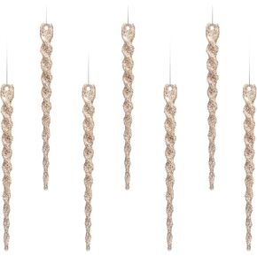 AMS Sparkling Glitter Plastic Icicle Ornaments 30 PCS Twisted Icicles Decoration Christmas Tree and Holiday Xmas Party Hanging (5.1'', Multi Color)
