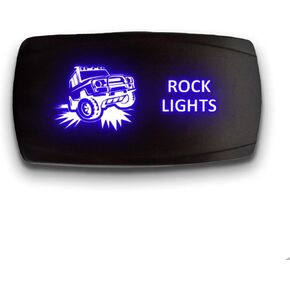 أضواء الصخور - أزرق - مفتاح الروك LED الأفقي 5-PIN STARK المحفور بالليزر المزدوج - 20A 12V ON / OFF