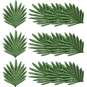 PATIKIL 9" Green Palm Leaves, 12 Pack Artificial Palm Leaves Faux Palm Fronds Fake Palm Leaf Simulation Tree Leaves for Home Hawaiian Jungle Beach Party, Style 24