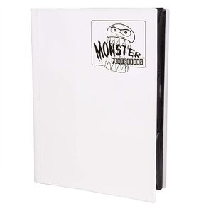 Monster 9 Pocket Trading Card Binder - Matte White Album, Anti-Theft & Anti-Drop TCG Protection w Side Loading Padded Pockets, Double Sided, Holds 360 Cards, For Sports, Gaming, Kpop, Gift