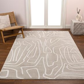 JONATHAN Y SND102C-28 Alcina Modern Scandinavian Graphic Lines High-Low White/Light Gray 2 ft. x 8 ft. Runner Rug, Easy-Cleaning, Pet-Friendly for Bedroom, Living Room, Kitchen, Office, Non-Shedding