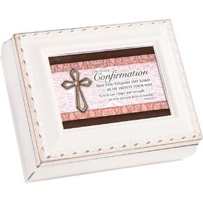 Cottage Garden Confirmation Follow Ivory Rope Trim 4.5 x 3.5 Tiny Square Jewelry Keepsake Box