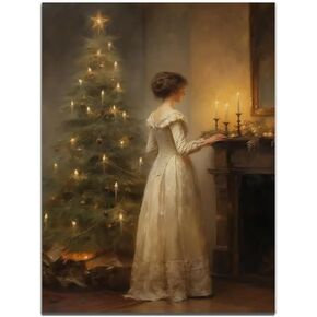 Vintage Christmas tree Wall art Canvas print Victorian Christmas Holiday wall decor winter christmas decoration 12x16 Unframed