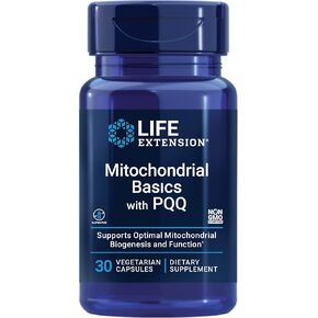 Life Extension Mitochondrial Basics with PQQ, L-Taurine, R-lipoic Acid, foundational Supplement for Cellular Energy Production, Brain and Heart Health, Gluten-Free, Non-GMO, Vegetarian, 30 Capsules