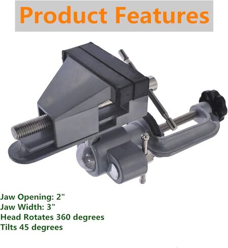 findmall Universal Table Vise 3" Aluminum Swivel Bench Vise 360 Degrees Rotating Fit for Holding Small Parts in Jewelry Hobby Model Making Electronics and More in Kuwait