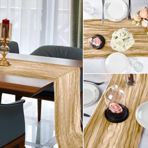 6 حزمة 10ft عارية الجبن الجدول عداء 35x120 بوصة بوهو الشاش الجدول عداء الجبن القماش الجدول عداء لعيد ميلاد حفل زفاف الديكور استحمام الطفل عيد الميلاد ديكور المناسبات الخاصة in Saudi Arabia
