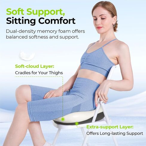 AUVON Multi-Layer Seat Cushion for Ideal Support & Softness, Memory Foam Coccyx Cushion with Cooling Gel for Sciatica & Tailbone Pain Relief, Back Relief Desk Chair Cushion for Office Chair, Car Seat in Kuwait