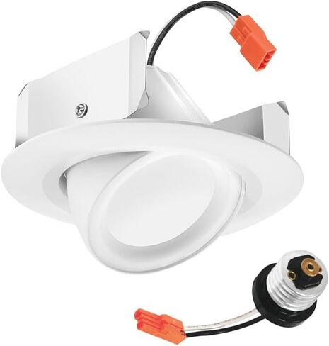 مجموعة أدوات Juno RB56A SWW5 MW M6 RetroBasics القابلة للتعديل LED للإضاءة السفلية، حاجز، قابل للتحويل CCT 2700K، 3000K، 3500K، 4000K، 5000K، أبيض غير لامع، من 5 بوصات إلى 6 بوصات in Saudi Arabia