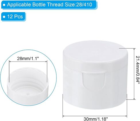 PATIKIL 28/410 Replacement Flip Caps, 12Pcs Inner Dia 1.1" Plastic Reusable Non-Spill Bottle Lid for Paint Dispensing Squeeze Shampoo Drinking Bottles, White in Saudi Arabia