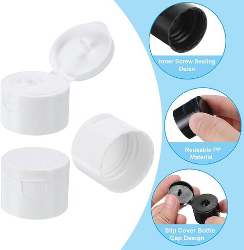 PATIKIL 28/410 Replacement Flip Caps, 12Pcs Inner Dia 1.1" Plastic Reusable Non-Spill Bottle Lid for Paint Dispensing Squeeze Shampoo Drinking Bottles, White in Saudi Arabia