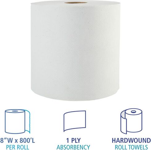 Boardwalk BWK17GREEN 8 in. x 800 ft. 1-Ply Green Universal Roll Towels - Natural White (6 Rolls/Carton) in Kuwait